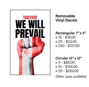 Removable Stickers  Together We Will Prevail  "Rectangular"