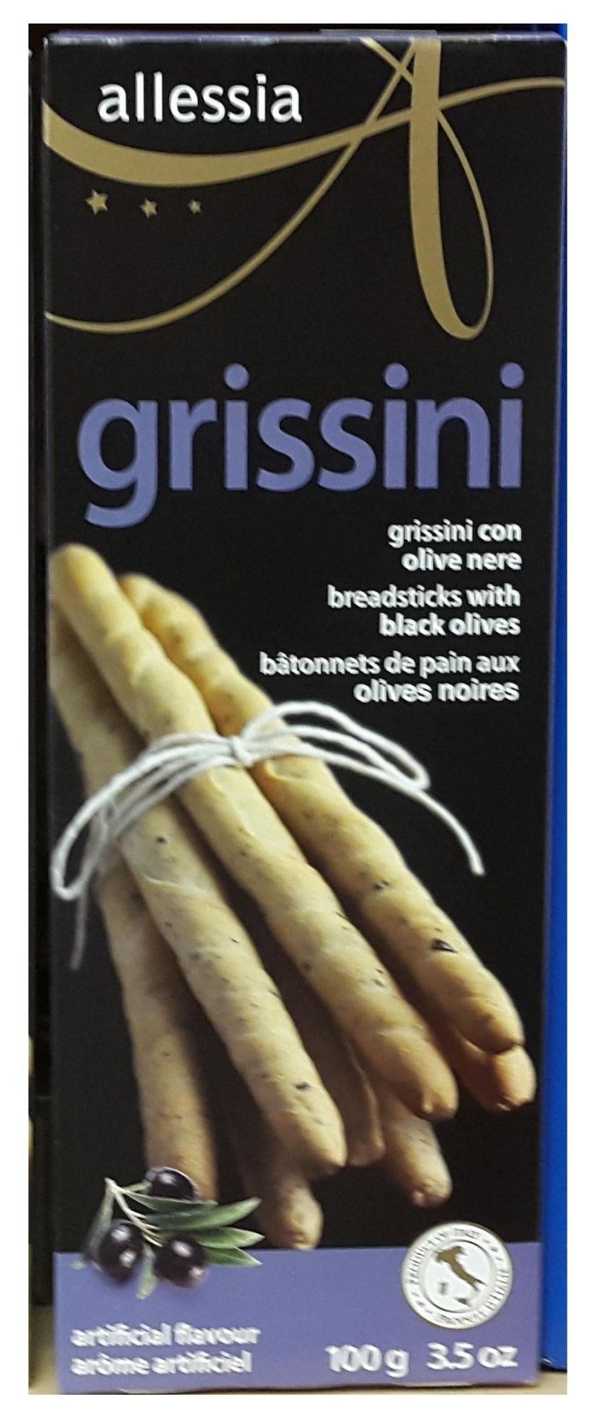 Allessia Grissini With Black Olives 100gr - ItalianMart