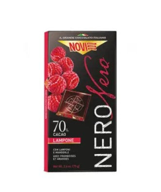 Extra Dark Chocolate with Raspberry and Almonds Novi 75g