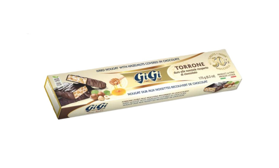 GiGi Torrone Hard Nougat With Hazelnuts Covered in Chocolate 175g