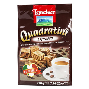 Loacker Quadratini Wafer Cookies with " Espresso " - 220gr - ItalianMart