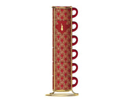Stackable Porcelain Red Espresso Cups | Set of 6 - ItalianMart