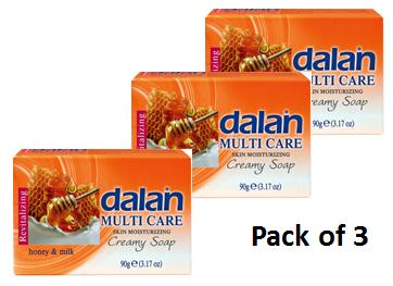 Dalan Multi Care Ultra Moisturizing Cream Soap - Honey & Milk (Pack of 3) - 3X90g