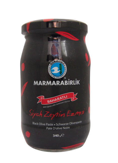  Black Olives Paste With Spices 340g - GLASS - Turkish Mart 
