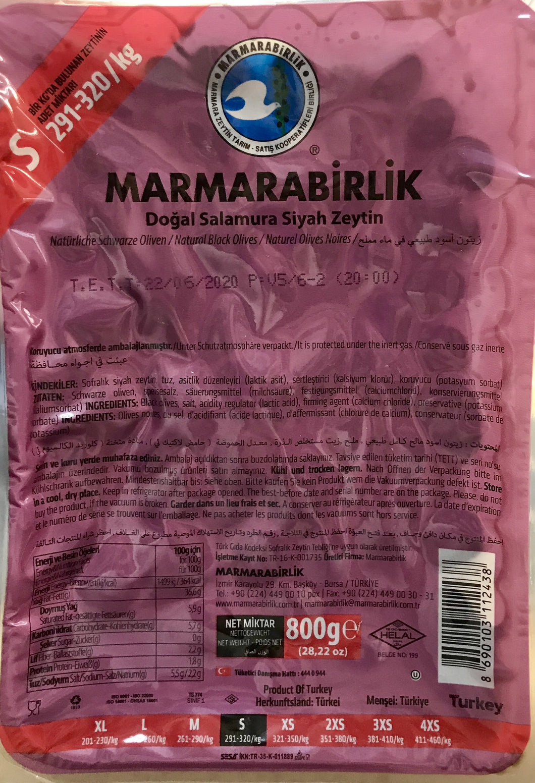  Natural Black Olives (S) -500g - VACUUM PACK - Turkish Mart 