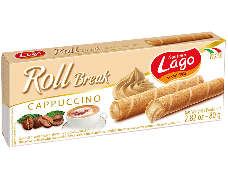 Gastone Lago Rolled Wafer with Hazelnut Cream & cacao & cappuccino  80g