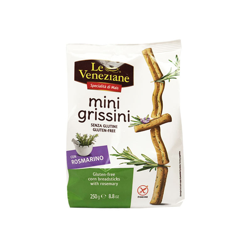 Le Veneziane Mini Grissini Corn Breadsticks Gluten Free with Rosemary 250g