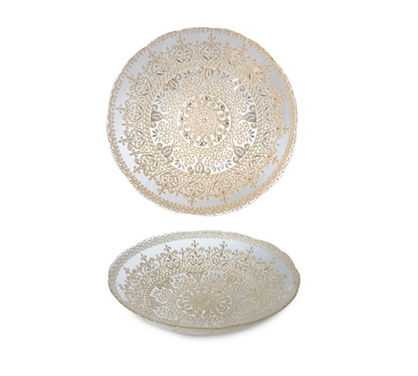 Tainted gold look plate with pattern
