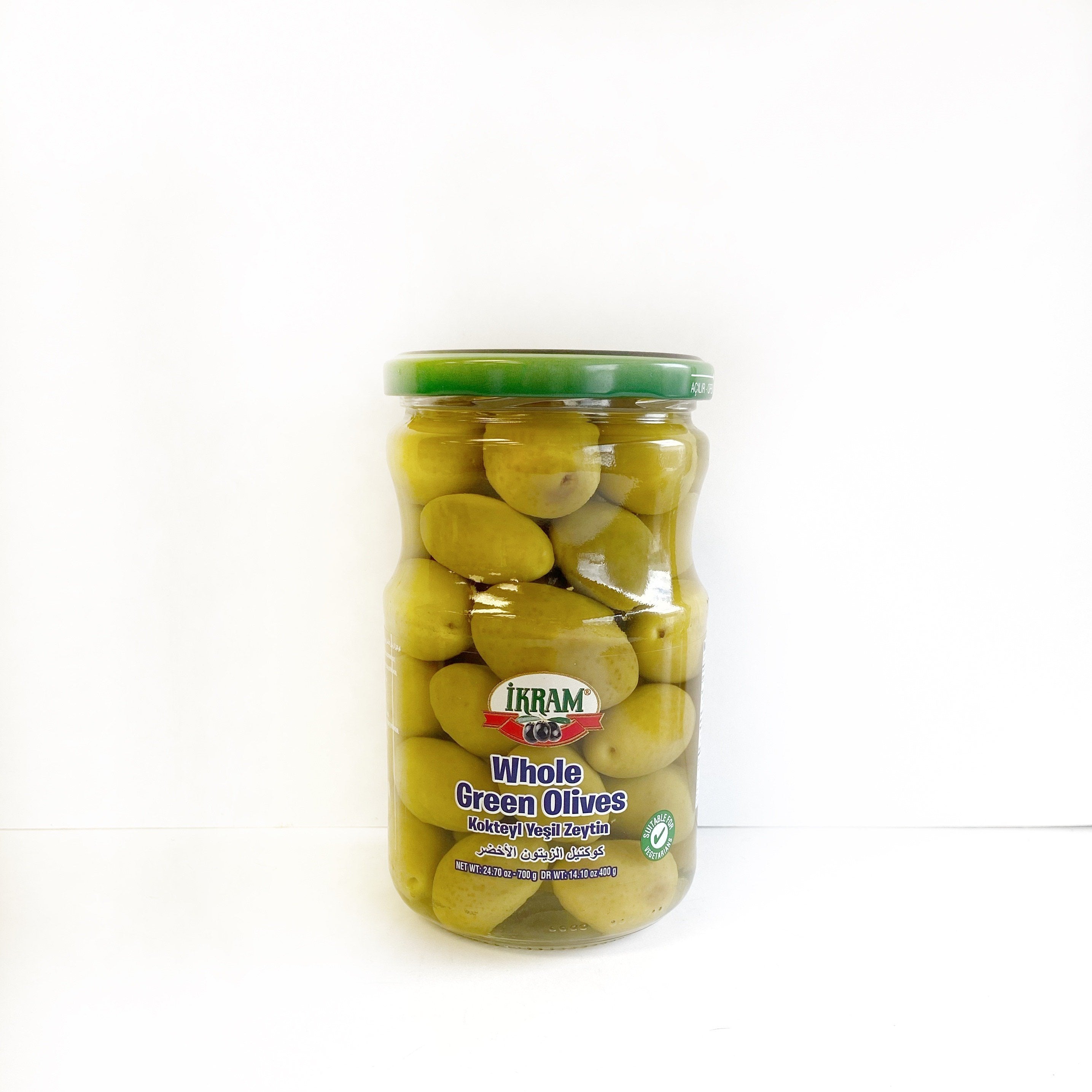 Whole Green Olives - 400g net - GLASS