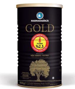  Gold- Black Olives "Dogal Siyah Zeytin Salamura" (XL) - 800gr , TIN - Turkish Mart 
