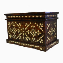 Walnut chest, mother of pearl inlaid