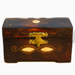 Walnut jewelry box, mother of pearl inlaid