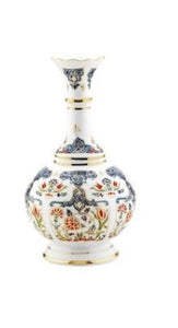 Hand painted porcelain vase, thin neck blue